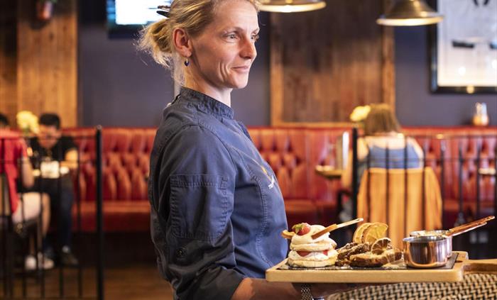 Restaurants, cafes, pubs, bars, food stalls and markets.